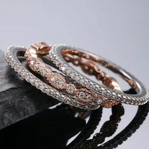 💍Genuine Rose gold & ring sterling silver set